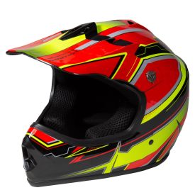  Youth Frenzy MX Off-Road Motocross Helmet DOT Approved - Red / Yellow