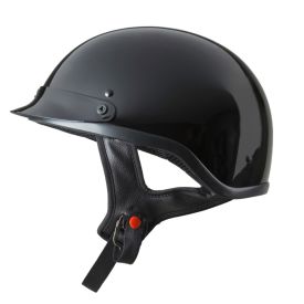 Adult Deluxe Shorty Motorcycle Half Helmet DOT Approved – Gloss Black